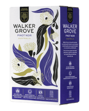  Walker Grove Pinot Noir 2l  2L This Australian Pinot Noir shows aromas of ripe plum, cherry, spice and vanilla. A soft, rounded palate with good length and a smooth finish.