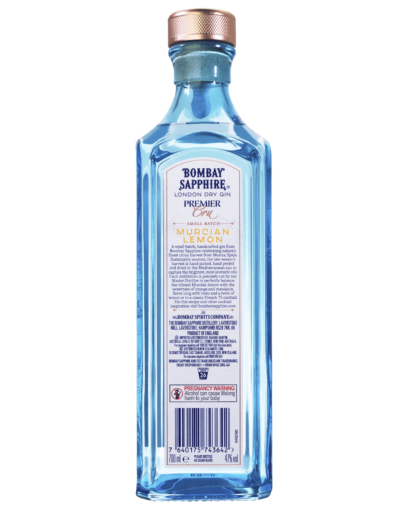 Buy Bombay Sapphire Premier Cru Murcian Lemon Gin 700ml Online (Lowest