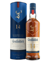 Glenfiddich Glenfiddich 14<br>Year Old Single... 700ML From Scotland’s biggest-selling single malt producer comes a whisky that was never meant to leave the shores of the USA. With the history making, limited-edition Glenfiddich 14 Year Old Bourbon Barrel Reserve, the distillery has done something it’s never done before<br><br />Created in Dufftown at the heart of Speyside and exclusively finished in virgin American oak, Glenfiddich 14 Year Old Bourbon Barrel Reserve delivers the balance and sophistication of Scotland with a sweet kick of Kentucky.