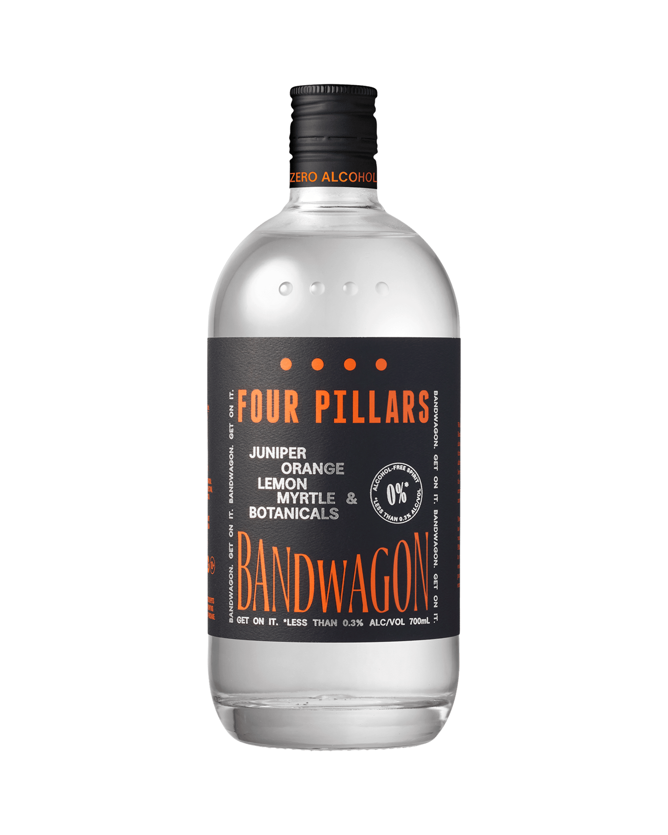 Bottle of Zero % Four Pillars Rare Dry Bandwagon Gin