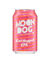  Moon Dog Kiwi Hopped Xpa<br>330ml  330mL Brewed with juicy Moutere and Nelson Sauvin hops from across the ditch, this XPA is super bright and balanced with fruity bursts!