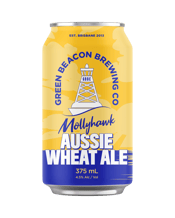  Green Beacon Mollyhawk<br>Aussie Wheat Ale... 375mL During the golden age of sail, rounding Cape Horn was considered the ultimate test of character. On an annual mission to supply Aussie wheat to Europe, countless sailors took on this challenge during “The Great Grain Races”. Those that survived were known as the Mollyhawks. Packed full of Aussie wheat, naturally hazy and super pale. Aromas and flavours of Juicy tropical fruit and fresh citrus.