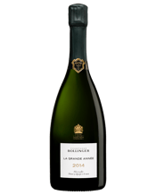  Bollinger La Grande Annee<br>Champagne 2014  750mL o the nose: a precise and fruity nose with a slight scent of sea-air. Aromas of cherry and lemon mingle with quince and bergamot. Then notes of hazelnut and almond, peach and mirabelle plum complete this wine's range of aromas. On the palate: The initial sensation is a fine and intense effervescence, followed by a wonderful vinosity, and then balanced with delicate acidity. Its very fine texture and sea-air finish bring excellent length on the palate, accompanied by a delicate minerality and the