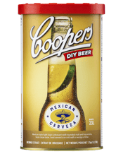 Coopers Home Brew Mexican<br>Cerveza 1.7kg 1.7kg Coopers Mexican Cerveza emulates the style of the finest quality beers exported from Mexico. This premium beer is light in style with a fresh clean taste, ideally served ice-cold with a wedge of lime or lemon. For the best results, we recommend the use of 1kg Coopers Brew Enhancer 2 with the Mexican Cerveza.