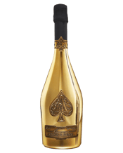  Armand De Brignac Brut Gold  750ML Armand de Brignac Champagne, colloquially known as the Ace of Spades, is well known for it's striking bottle design, references in pop culture and its unquestionable quality. Brut Gold is the flagship cuvée of the range and the first style ever produced under the label. Its unmistakable gold-plated bottles are decorated at a single site in France's Cognac region and are fitted with pewter labels hand-applied to the surface of the bottle. The wine itself is marvelously complex and full-bodied, th