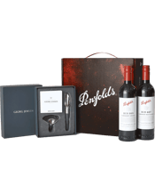  Penfolds Georg Jensen Hamper<br> 750mL The Penfolds & Georg Jensen Hamper is an unrivalled gift for the wine connoisseur in your life. The appreciation of a fine red wine is best showcased in its decanting, which boasts the theatre of using the ultimate accessories. The epitome of the very best in wine and design, the coming together of Penfolds and Georg Jensen in this outstanding hamper ensures a very special wine experience. The Penfolds & Georg Jensen Hamper contains: Penfolds Bin 389 Cabernet Shiraz 2019 Penfolds Bin 407 Caberne