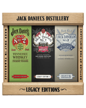  Jack Daniel's Legacy<br>Edition's Tripack... 700mL Introducing the Jack Daniel's Legacy Edition Series, displayed in a limited edition and hand crafted American Oak case. The Legacy Series is a celebration of Mr. Jack Daniel's high standard of quality, and his fine Old No. 7 Tennessee Whiskey. All three bottles reminisce different eras of Jack Daniel's rich history from the early 1900's, with nods to Jack's unmoving confidence and enduring lesson, "Everyday we make it, we'll make it the best we can".