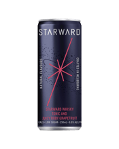  Starward Whisky, Tonic And<br>Juicy Grapefruit... 250ML There’s an abundance of juiciness here, with the tonic perfectly balanced by the ripeness of our ruby grapefruits and our lush red wine barrel aged whisky. Fizzing with bright and refreshing tropical notes… we’re taking dark spirits into the light.