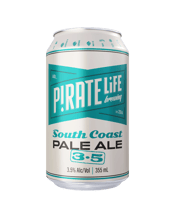  Pirate Life South Coast Pale<br>Ale 3.5% Cans... 355ML Brewed with the same quality ingredients as our 4.4% South Coast, it calls on hop varieties Wai-iti, Taiheke and Cashmere for a gentle citrusy lift. In the glass, it’s sunny lemon in colour, with a pillow of cloudy foam. Expect light malty aromas and a hint of lemon and lime. To drink, it’s bright and refreshing, with low hop bitterness and a clean finish.
