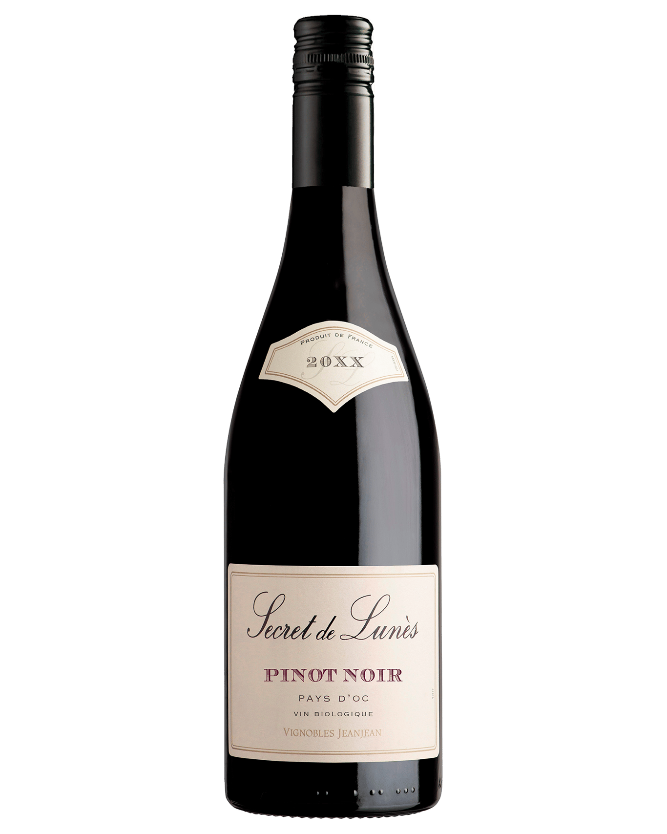 A bottle of Secret de Lunes Pinot Noir