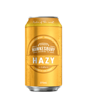  Hawkesbury Brewing Co Hazy<br>Cans 375ml  375ML This lusciously smooth Hazy Pale Ale delivers lashings of fruit. Juicy yet silky with a low bitterness but high hop punch. Flavours of sweet mandarin, passionfruit and citrus meld with resinous pine.