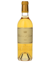  Chateau D’yquem Sauternes<br>2013 375ml  375ML Intense aromas of créme brûlée, dried pineapple, and botrytis-kissed apricot fill the senses, accented by a hint of vanilla and blossom. The taste is profoundly rich and full-bodied, yet exquisitely fresh, delivering layers of honeyed pear, sweet spices, and a mineral complexity that extends into a seemingly endless, harmonious finish.