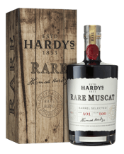  Hardys Rare Muscat 500ml  500ML Hardys has been producing unique styles of Fortified wines for over 100 years and this wine is an evolution of that proud tradition. This Rare Muscat has been carefully blended from special parcels of wines that range from very old to young, ensuring that the resultant wine is a powerful complex, concentrated and luscious style with intense raisin flavours, balanced by freshness, harmonious spirit and oak integration. Since 1853 the Hardys name has been synonymous with high-quality Australian wi