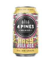 4 Pines Hazy Pale Ale Cans<br>375ml 375ML A juicy drop with mystic haze, dumped with loads of tropical fruit notes and a smooth bitterness.