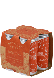  Midnight Mixers Amber Tonic<br>Can 200ml  200ML Amber Tonic layers exotic spice with a gentle astringency, making it a complete drink on its own and a versatile mixer behind the bar. Fine, compact carbonation enlivens the palate without dominating. Far from being limited to applications with Gin, Amber Tonic’s woody notes and fuller body strike balance with quality dark spirits, particularly Rum, Mezcal, Tequila and Vodka.
