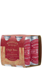  Midnight Mixers Ginger Beer<br>Can 200ml  200ML A riff on a traditional brewed ginger beer, this has fantastic depth of flavour and complexity, along with a serious kick of spice from the natural ginger and chili extract. Expect notes of molasses, fresh ginger and dark spices, leading to an intense and fiery finish. Makes a wonderful Dark and Stormy.