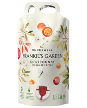 Once & Well Frankies Garden<br>Chardonnay Bagnum... 1500ML Our Once & Well winemaker, Freya Hohnen, is often nicknamed ‘Frankie’ – and this collection explores the relationship between nature and wines grown by her hand. Showing fresh fruits like feijoa and white nectarine, with notes of sticky lemon meringue, aromatic jasmine and hints of the ocean.