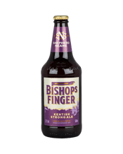  Shepherd Neame Bishop's<br>Finger Ale Bottle... 500ML Fashioned on a firm, fruity foundation of Crystal malt, this rich, ruby-coloured Kent classic belies its burly appearance with a complexity of flavour. Mouth-filling fruit, prunes, plums and dried apricot spiked with palate-prickling pepper, cinnamon and a soft bitter blood-orange finish.