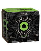  Amplys Hard Apple Cider 6.9%<br>Can 375ml  375ML This medium-sweet cider is punching with big crisp apple aromas and flavours. It turns up the dial with floral apple notes, well-balanced acidity, a crisp and refreshing finish and the lingering taste of crunchy fresh apple. Now available in a handy 4-pack. Fun Fact. The cider press was invented in the 14th century.<br><br />Produced by or on behalf of Pinnacle Drinks, part of Endeavour Group Limited.