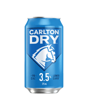 Carlton Dry Mid 3.5 Cans<br>375ml 375ML A refreshingly crisp, modern, dry lager that is low in bitterness delivering superior drinkability. Light golden in colour with a white foam head and fruity aroma.