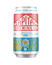  Capital Brewing Co. Good<br>Drop Lager Cans... 375ML A crisp refreshing everyday sipper thats as invigorating as a mountain breeze. Enjoy a light and bright experience without the heaviness. 91 calories Low Carb Low Gluten.