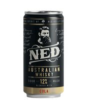 Ned Australian Whisky & Cola<br>12% Cans 200ml 200ML Showcasing NED Australian Whisky in all its glory, the NED and Cola 12 percent has been crafted to perfectly balance the savoury whisky notes with the sweetness of the cola. At 12 percent the whisky is structural and muscular, the intensity tempered and massaged by the sweetness.
