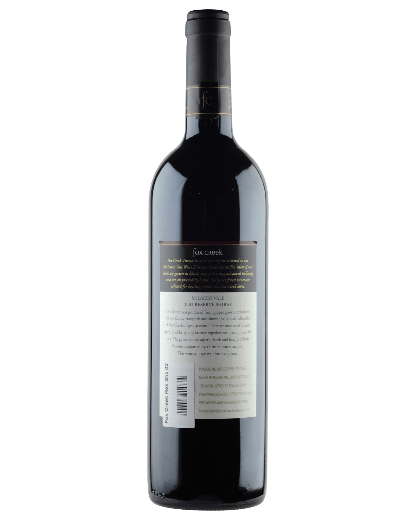 Buy Fox Creek Reserve Shiraz 2002 Online (Lowest Price Guarantee) Best