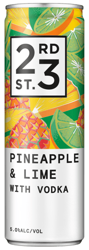  23rd Street Distillery<br>Pineapple & Lime... 300ML Juicy pineapple mingles with zesty lime in a vibrant duo. Sparkling in nature and sweet in taste to bring forth a refreshing tropical escape.