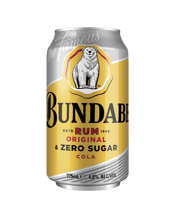 Bundaberg Rum & Zero Sugar<br>Cola Cans 375ml 375ML First distilled in 1888, Bundaberg Rum is as Australian as it gets. With all of the Bundaberg character you've come to love with the addition of a hint of vanilla and selected spices creating a smooth and aromatic rum with a sweet finish, Bundaberg Original & Zero Sugar Cola is made to mix perfectly with zero sugar cola.