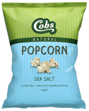  Cob's Popcorn Sea Salt 80g  80g When you're next in the mood for a tasty, wholesome snack, open a bag of Cobs Lightly Salted Popcorn.