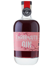  Three Cuts Cherry Blossom<br>Gin 500ml  500ML Our bespoke gin is made from scratch in small batches in<br>Tasmania. Carefully distilled from a premium grape base, pure<br>Tasmanian water and a unique blend of Tasmanian grown and<br>internationally sourced botanicals. <br><br>Our award-winning founder’s release gin with twelve<br>botanicals and three cuts of rose is infused with seasonal<br>Tasmanian cherries, providing a subtle colour and rich cherry<br>influence. This gin is ideal for creating your favourite cocktail<br>or sipping slowly o