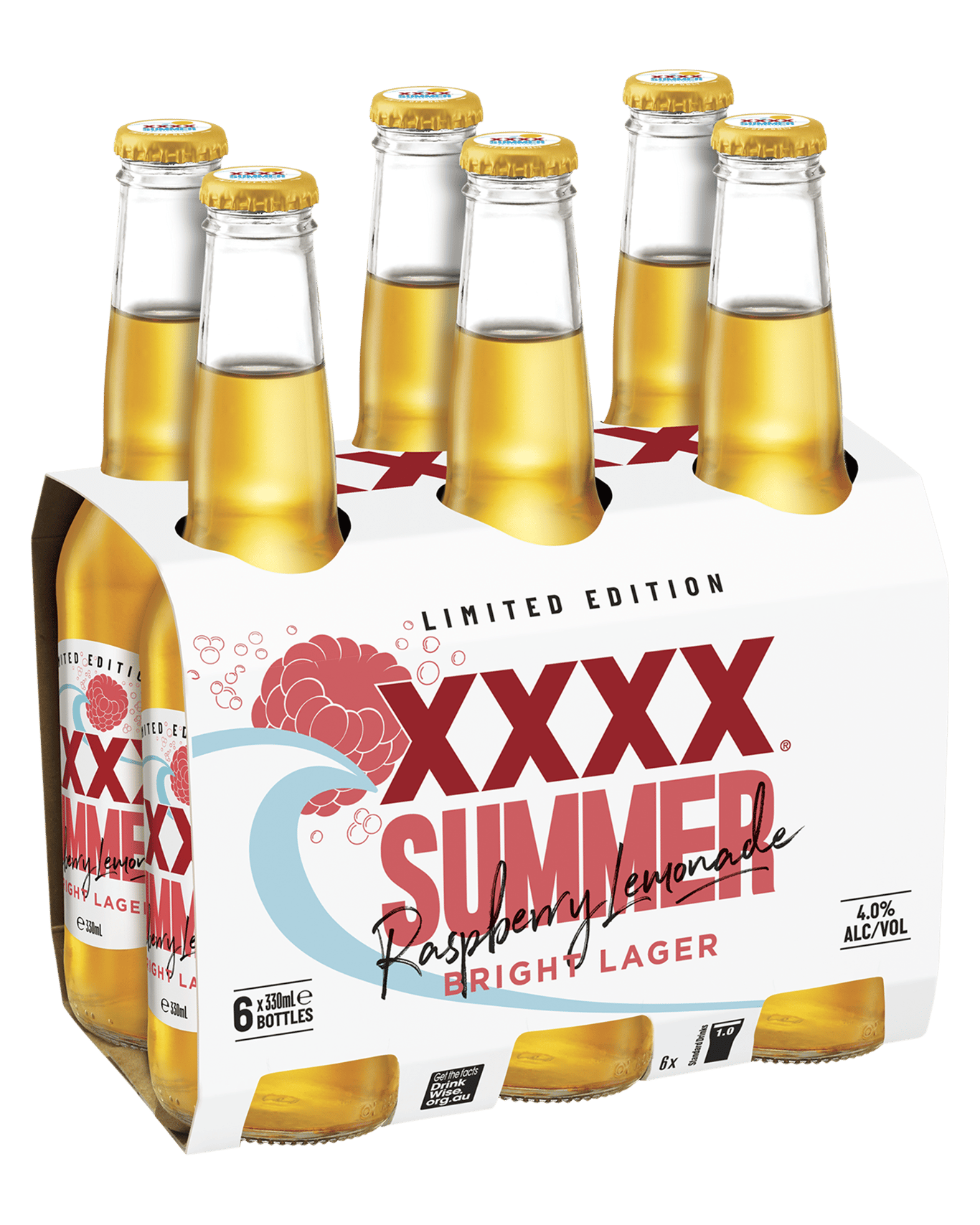 Buy Xxxx Summer Bright Lager Raspberry Lemonade Bottle 330ml Online