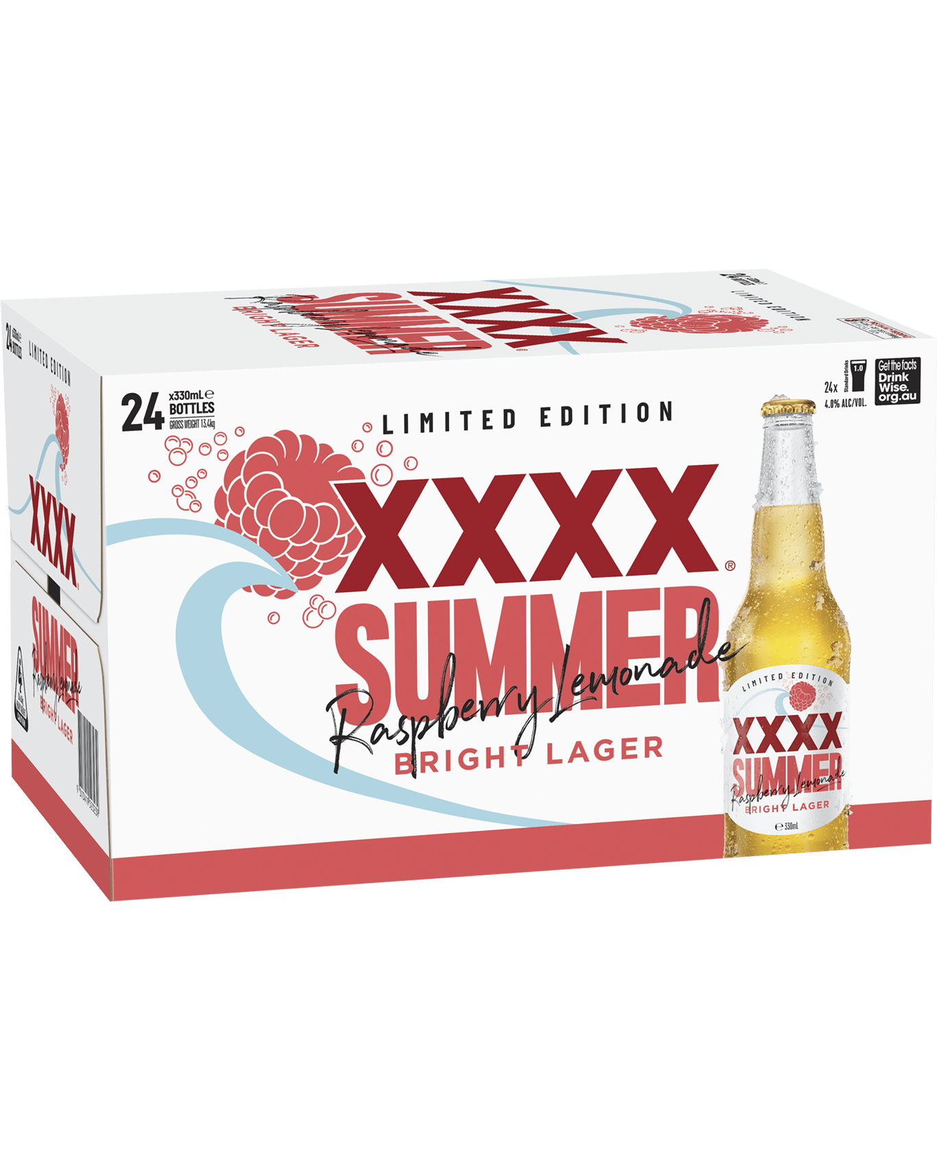 Buy Xxxx Summer Bright Lager Raspberry Lemonade Bottle 330ml Online