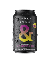  Ampersand Vodka Soda &<br>Passionfruit 6%... 330ML Vodka Soda &amp; Passionfruit is a tropical blend of fresh passionfruit flavour and our super smooth vodka in an extra strength edition. This combination is not too sweet and perfectly balanced. No sugar, no carbs, gluten free and only 96 calories.