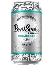  Bentspoke Brewing Co.<br>Freewheeler Ipa... 375ML FreeWheeler has all the hoppy goodness of an IPA without the alc. Fully fermented just like a normal beer. Citrusy, tropical perfume and slight caramel malt are the highlights of this beer that allows you to Free Wheel home!<br /><br />The process of brewing FreeWheeler is unique to BentSpoke due to the filtration process. BentSpoke uses a unique filter system from brewery equipment manufacturer DME. The filter removes all the fermented beer flavour called the retentate leaving the permeate (alc