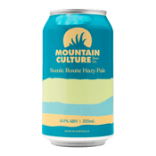  Mountain Culture Scenic<br>Route Hazy Cans... 355ML New World hops give this beer a juicy, citrusy kick with the haze we all love, while a smooth mouthfeel gives way to a clean, dry finish. Scenic Route’s low-key ABV is perfect for when you want to slow down and take in the view.
