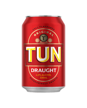  Tun Red Draught Cans 330ml  330ML TUN Draught has arrived and is the answer to all your lager dreams! TUN Draught is a clean, easy drinking, uncomplicated lager, with a light mild malty tone through the mid palate finishing with a hint of bitterness for balance. If you've been buying the same 30 Block for years, it's time to experience a whole new world of freshness with TUN Draught.