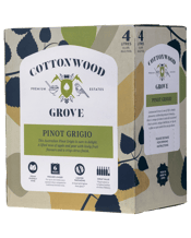  Cottonwood Grove Pinot<br>Grigio Bagnum 4l  4L Lifted nose of apple and pear with lively fruit flavours and a crisp apple finish.