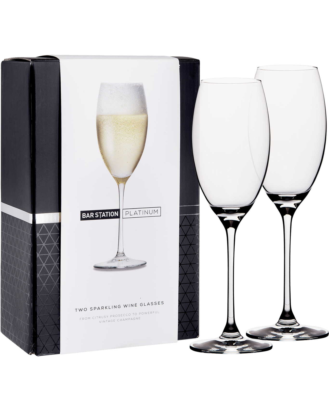 Buy Bar Station Platinum Sparkling Wine Glasses 2 Pack Online (Lowest