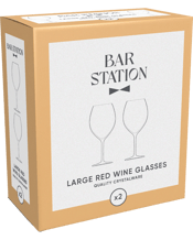  Bar Station Large Red Wine<br>Glasses 2 Pack  2EA Exhaustive design trials have resulted in a bowl shape and size that captures the firm tannin and richness of full-bodied red wines, whilst also allowing the power and plush tannins of the fullest of full-bodied red wine styles to shine. This glass is the ultimate big red wine all-rounder, bringing out the best of your favourite full-bodied red wines.