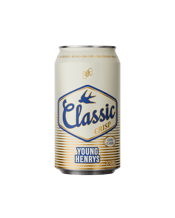  Young Henrys Classic Crisp<br>Mid Can 375ml  375ML Classic Crisp is a full flavoured, lower carb, mid strength Australian lager made with Aussie malt and an innovative hop product. With under 100 calories and 1 standard drink per can, this is a supremely crispo, clear and enjoyable beer.