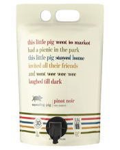  Squealing Pig Pinot Noir<br>Bagnum 1.5l  1.5L Squealing Pig Pinot Noir bursts with dark cherry and wild lavender aromas and notes of coffee and chocolate.