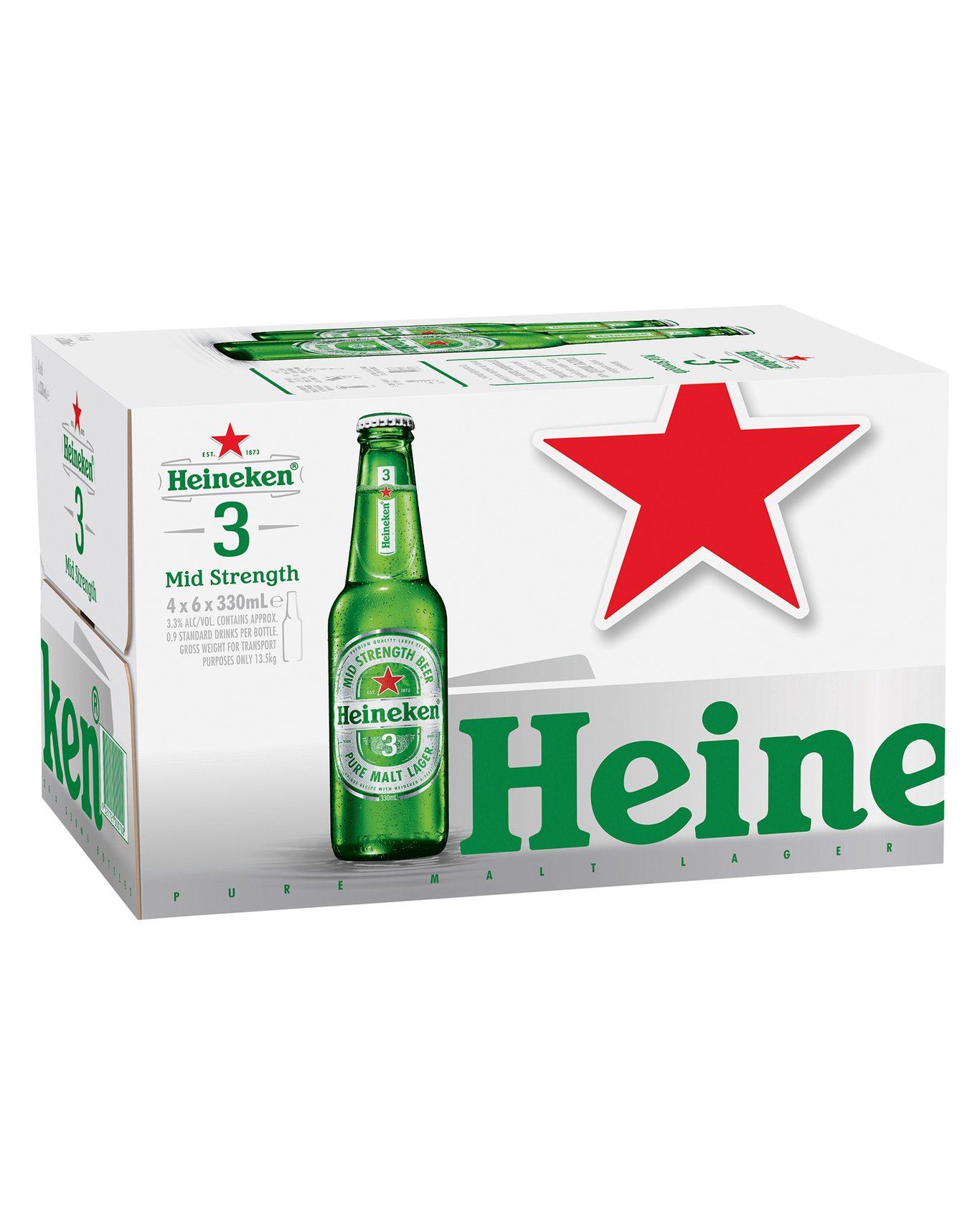 Buy Heineken 3 Lager Bottle 330ml Online (Low Prices) from Dan Murphy's