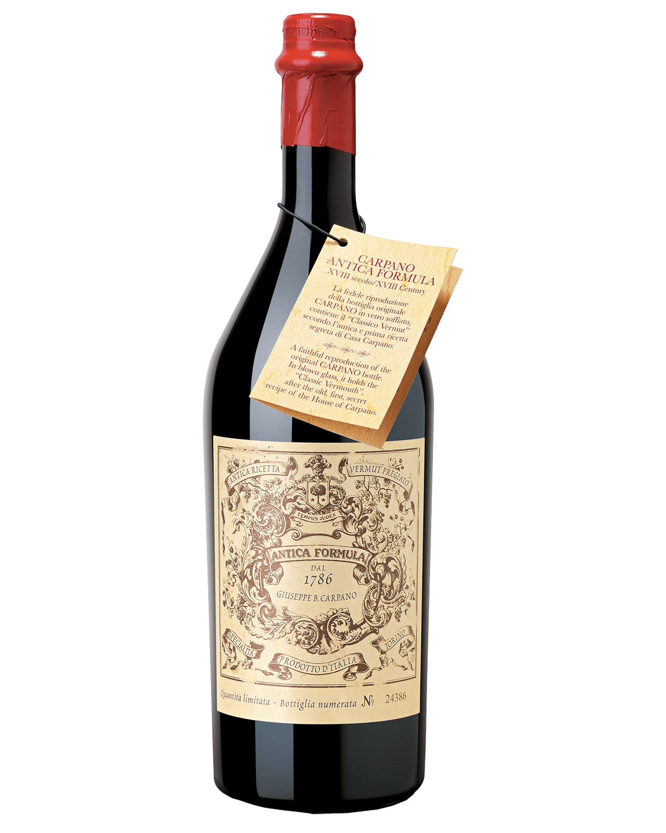 The striking bottle of Carpano Antica Formula Vermouth