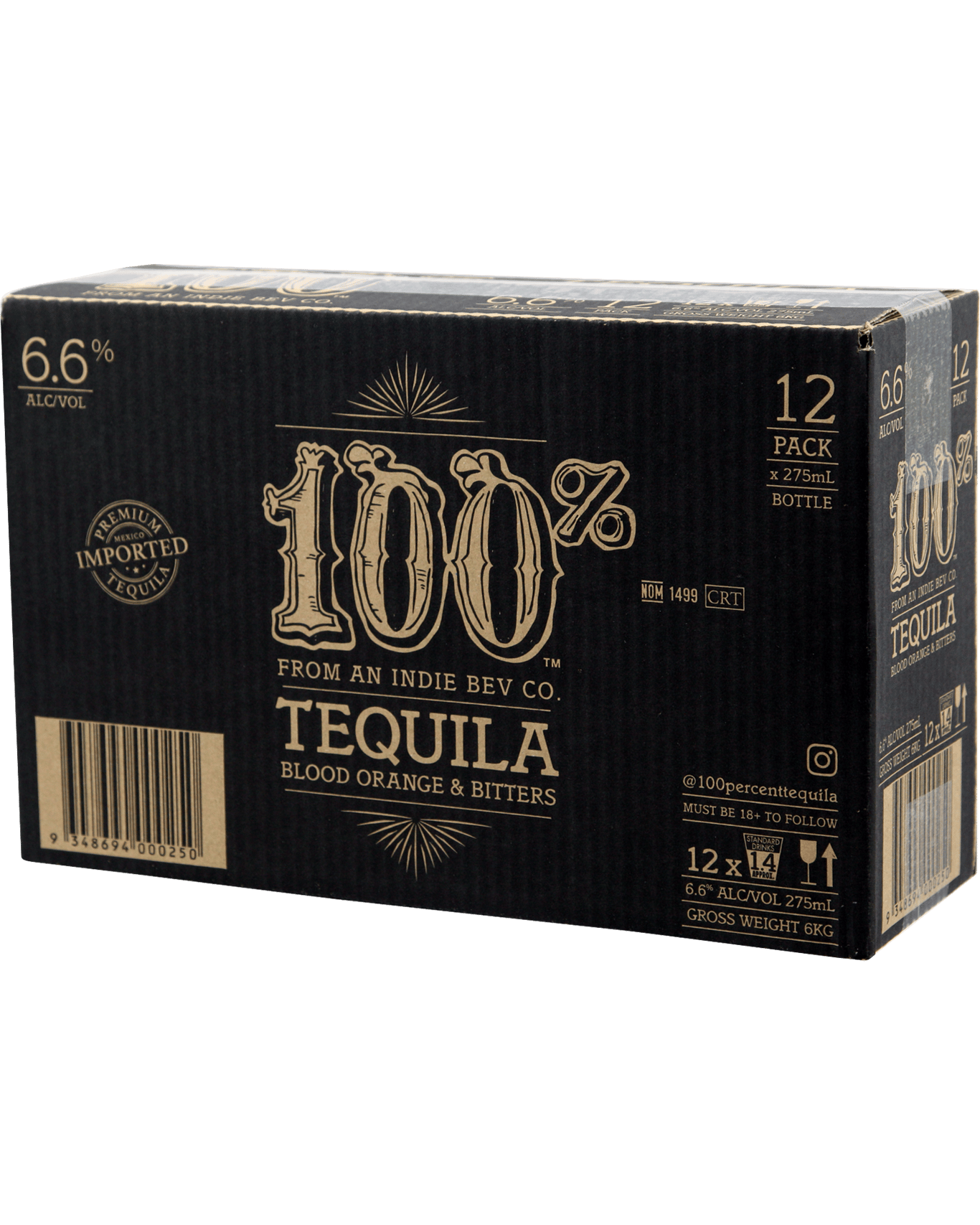 Buy 100 Tequila Blood Orange & Bitters Bottles 275ml Online (Lowest