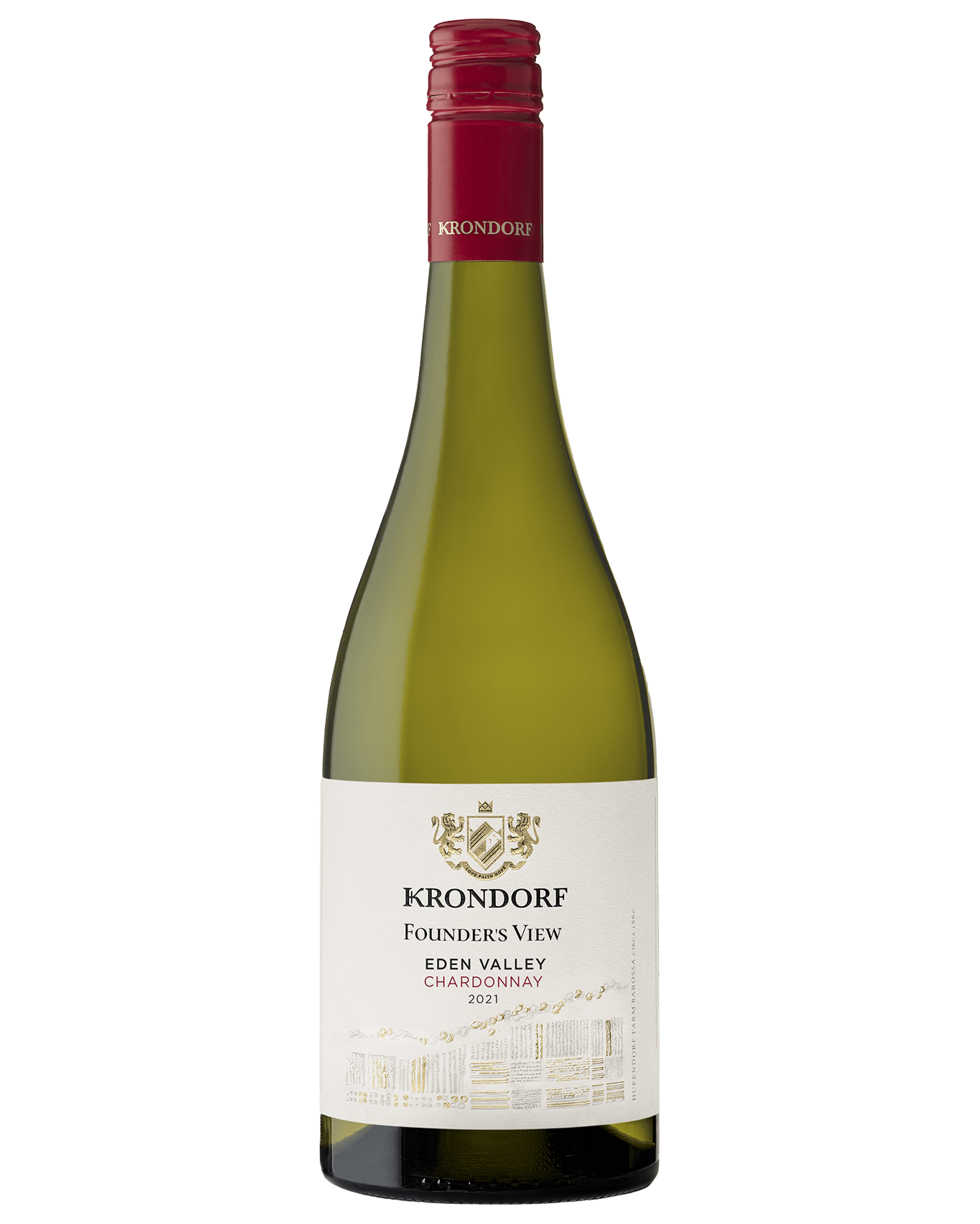 A bottle of the Krondorf Founders View Chardonnay