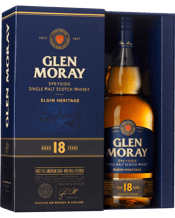  Glen Moray 18 Year Old<br>Single Malt Scotch... 700ML The Glen Moray 18 year old is a beautiful addition to the Glen Moray Heritage range. Only the very finest American oak barrels have been selected to emphasise the incredibly smooth character and taste. An intense whisky with a perfect structure, the soft flavours of sweet vanilla balanced with oak from the casks.