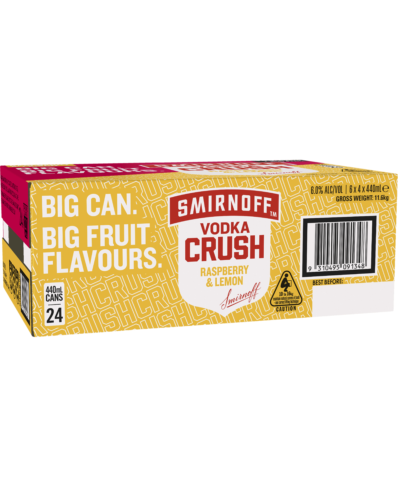 Buy Smirnoff Crush Raspberry & Lemon 6% Cans 440ml Online @Lowest Price
