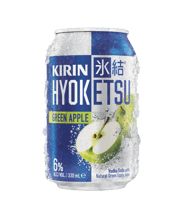  Kirin Hyoketsu Green Apple<br>Can 330ml  330ML Kirin Hyoketsu Green Apple is made from vodka, soda and natural green apple juice, using Hyoten Toketsu technology to lock in the freshness and intensity of the natural green apple flavour. With only 0.7 grams of sugar and 116 calories per can, embrace something new. Say Hello, Yes! to the juicy flavour of a Kirin Hyoketsu.