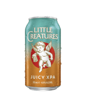 Little Creatures Juicy Xpa<br>Cans 375ml  375ML A delicious tale of two worlds coming together. The refreshing bitterness of an XPA meets the lush juiciness of a Hazy to deliver this delicious drop. Juicy, tropical fruit flavours from a harmonious blend of Cascade, Chinook, Idaho-7 and Azacca hops meld with the cloudy yeast to create a perfectly matched and balanced brew.This tasty Little Creature proves that with our Juicy XPA, you can have the best of both worlds.